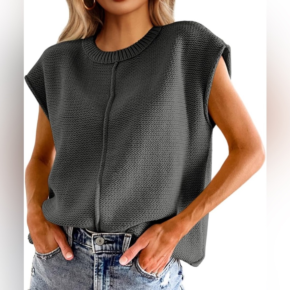 Gray Sleeveless Knit Top